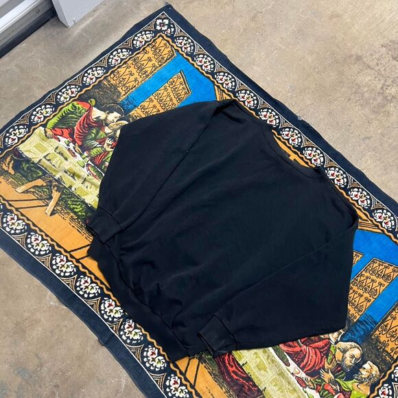 Black Nature Wolf Crewneck Sweatshirt Art Unlimited Planets Faded Made in USA - Picture 6 of 8